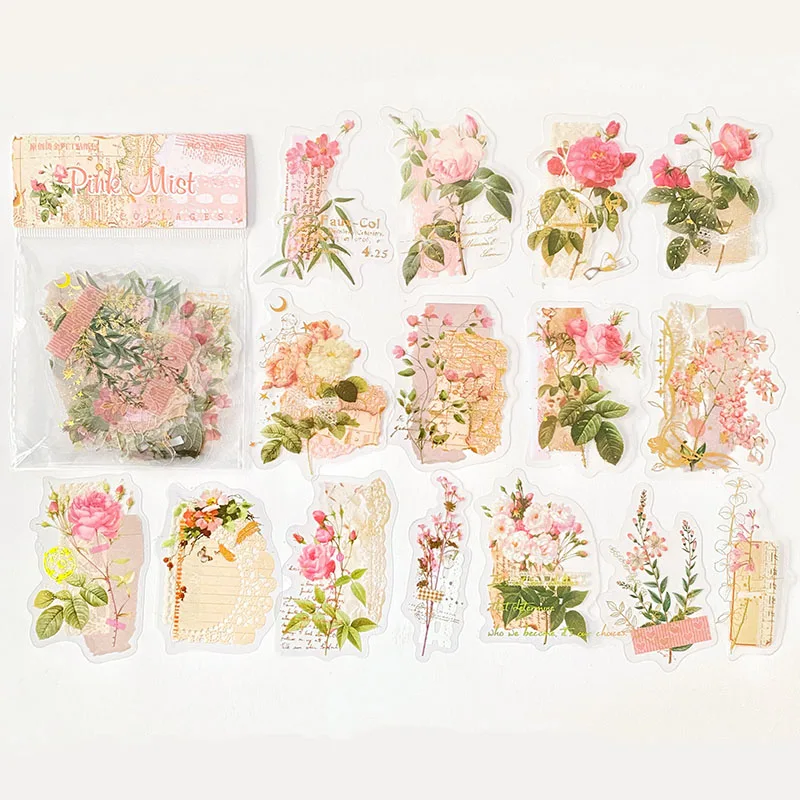 30 pcs/Pack Golden Outline Flowers and Butterfly DIY Pre-cut Waterproof Decorative Stickers