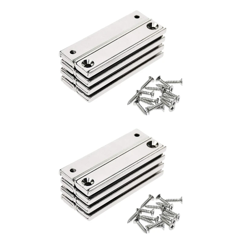 

16PCS Strong Neodymium Bar Magnets Rectangular Pot Magnets Long Strip Magnet Countersunk Hole Magnets With Screws