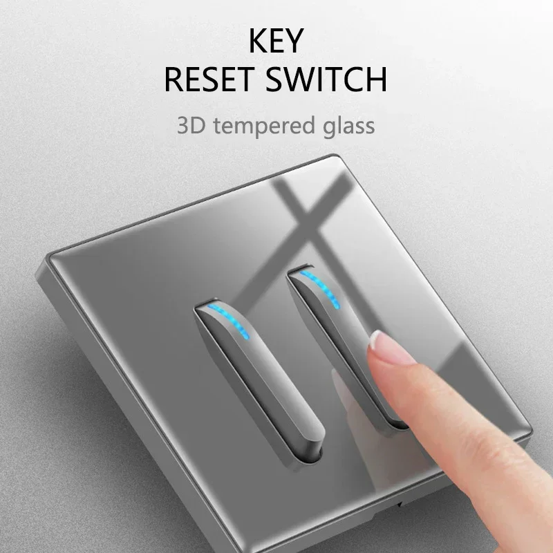 Серый настенный светильник из закаленного стекла Международный переключатель