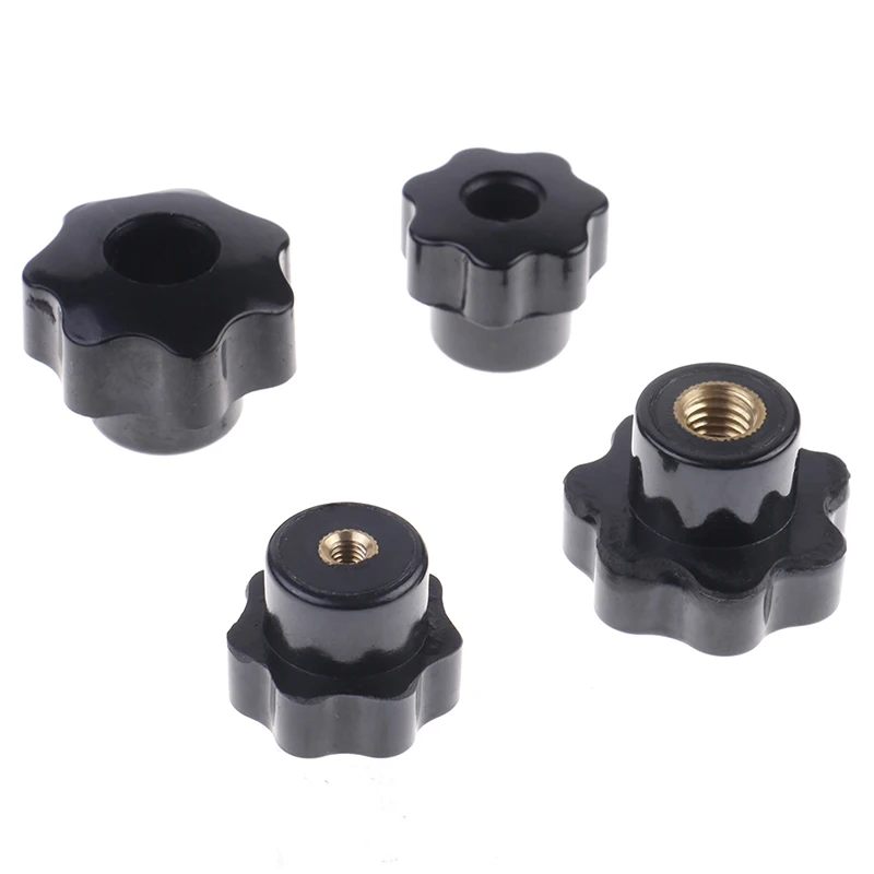 

1PC Plastic M4/M5/M6/M8 female thread seven star shaped head clamping nuts knob Star Black Nuts Clamping Knob Manual Nuts