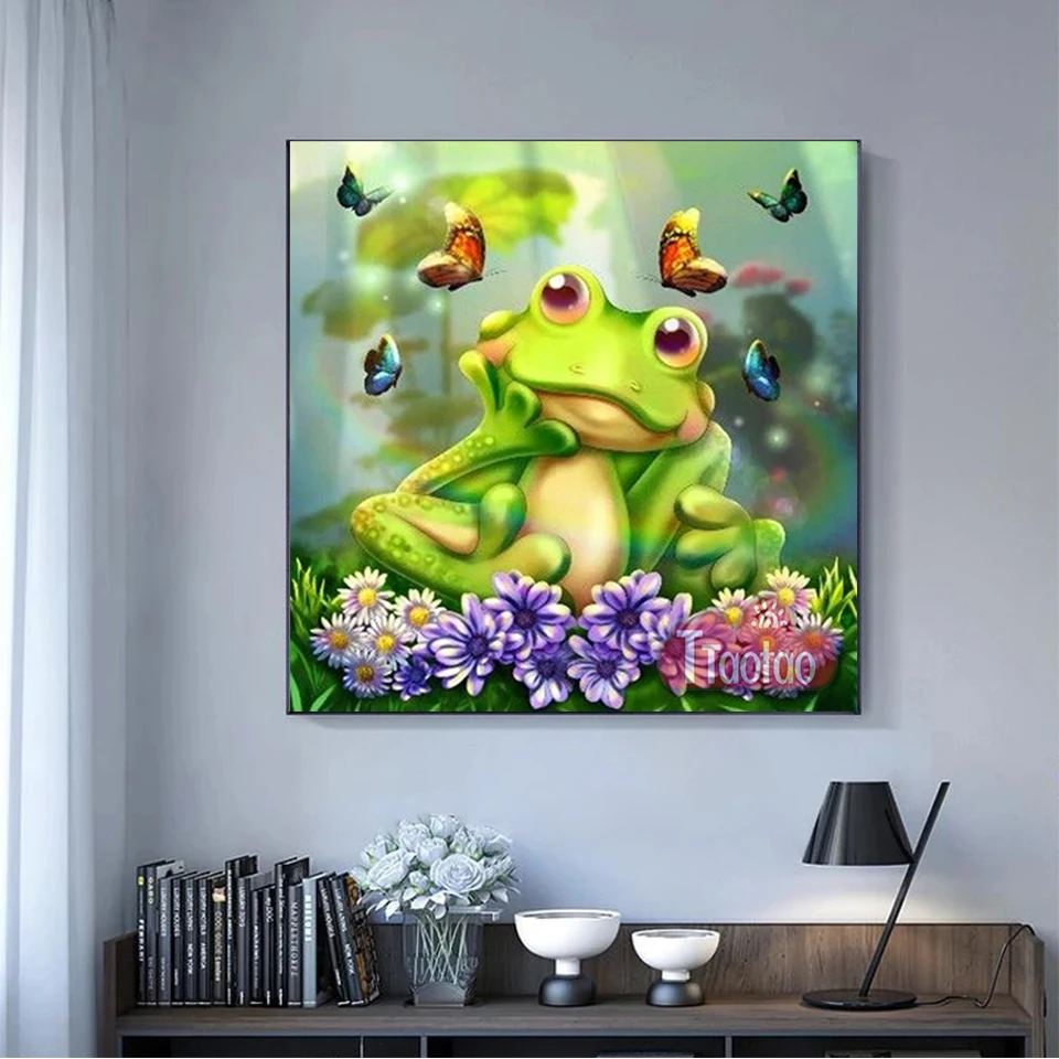 

5D мультфильм бабочка лягушка цветок вышивка крестиком Diy животные алмазная живопись полная квадратная Круглая Мозаика Стразы ручная вышивка