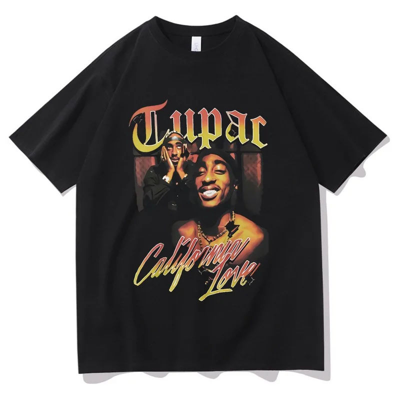 

Hip Hop Men T Shirt Rapper Tupac 2PAC Graphic Print T-shirts Streetwear Y2K Tops Unisex Harajuku Casual Short Sleeve Tees