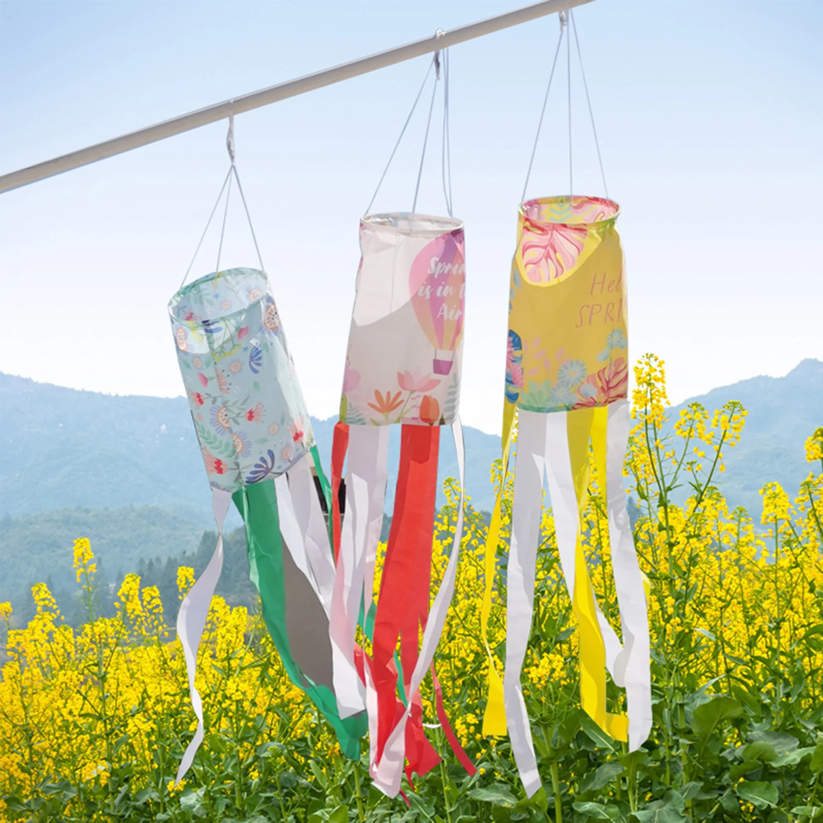 

Spring Windsock Flowers Plants Hello Spring Outdoor Decorations Hangings Ornament For Patio Lawn Yard 40 Inch