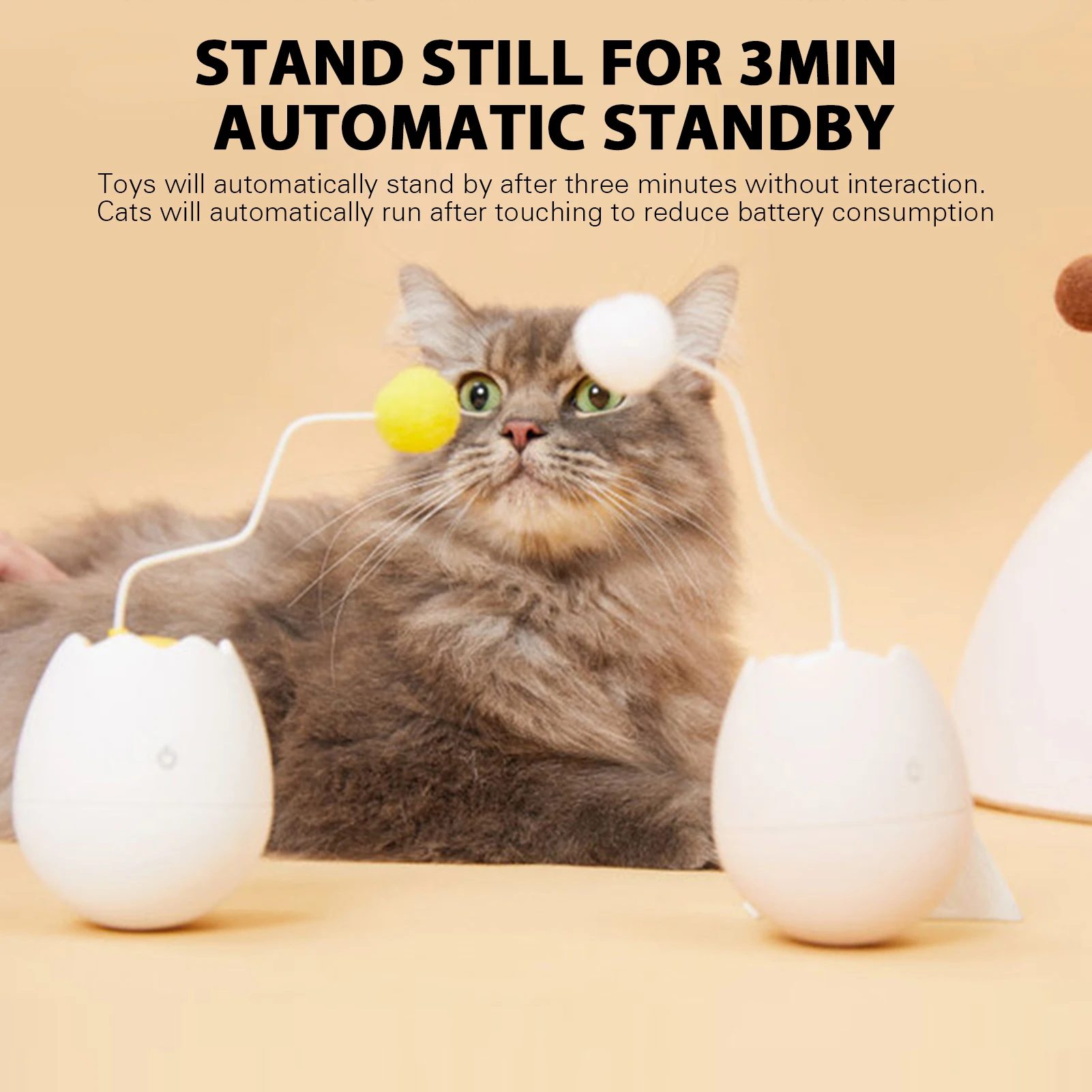 

Automatic Electric Tumbler Eggshell Toy Creative Cat Interactive Training Toys Teasing Cat Stick Great Gift For Large Small Cat