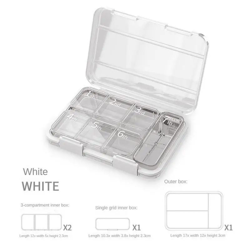 

Компактная герметичная коробка для хранения таблеток, многофункциональная коробка синего/белого/коричневого/черного цвета, коробка-органайзер, контейнер, коробка для таблеток
