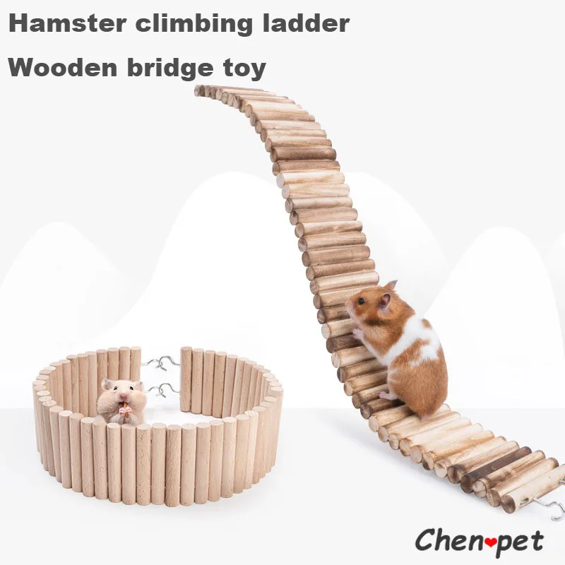

Small Pet Toy Hamster Wooden Ladder Bridge Parrot Bird Standing Guinea Pig Chinchilla Exercise Play Chewing Toys Cage Decor
