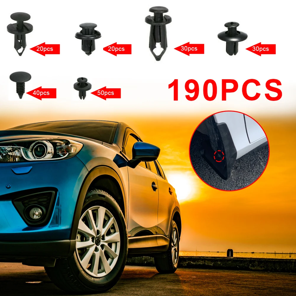 

190Pcs Auto Fastener Clips Vehicle Retainer Rivet Door Panel Fender Liner Bumper Fender Trim Plastic Mixed Car Clips