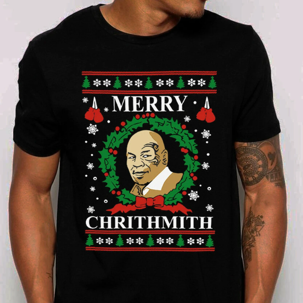 

Merry Chrithmith Ugly Christmas T Shirt Funny Mike Tyson Parody Cotton Short Sleeve O-Neck Unisex T Shirt New S-3XL