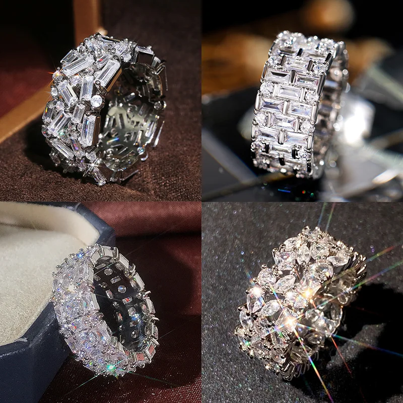 

ZLALHAJA 2022 Trend Shine Zircon Rings For Women Luxury Engagement Copper Irregular Lady Ring Fashion Jewelry Party