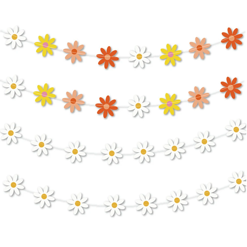 

Small White Daisies Pull Flowers Chrysanthemum Flag Banner Birthday Party Decorations Decorated Scene Bunting Supplies