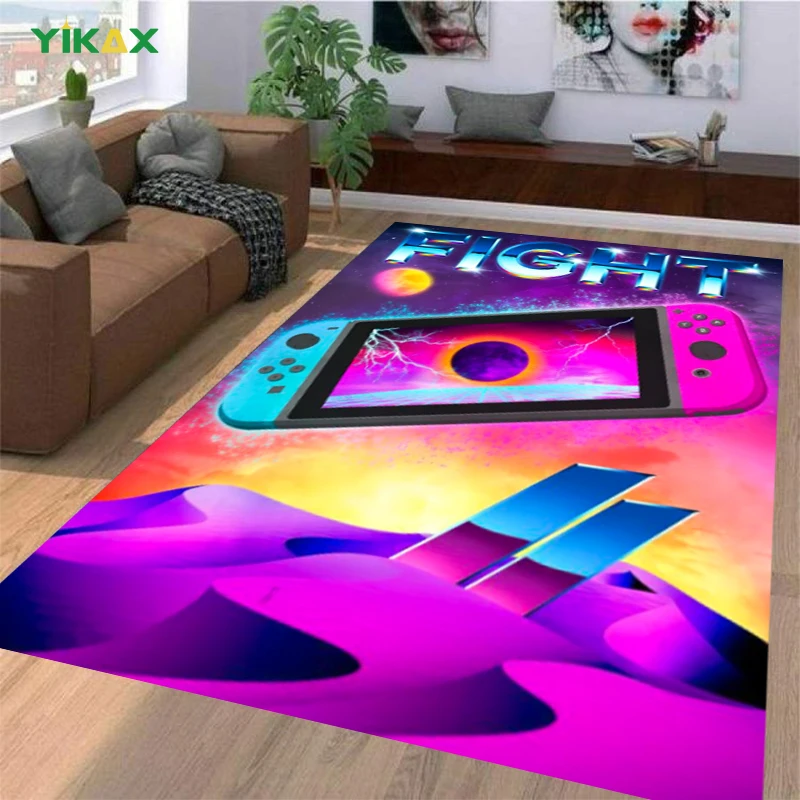 

Retro Game Neon Carpet Area Rug For Living Room Large Floor Mat Gamepad Anti-Slip Bath Kitchen Bedroom Flannel Modern Home Decor
