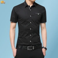 2022 new arrival fashion slim fit short sleeved turn down collar casual summer men shirt