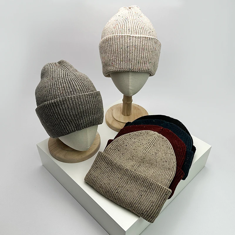 

Warm Fashion Solid Color Men Women Knitted Cotton Autumn and Winter Versatile Soft Casual Bucket Hats Extra Wide Curling Edge