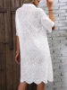 Finjani Eyelet Embroidery Drop Shoulder Dress Women's Button Front Dresses For Summer Elegant Party Dresses For Women 2023 New 2