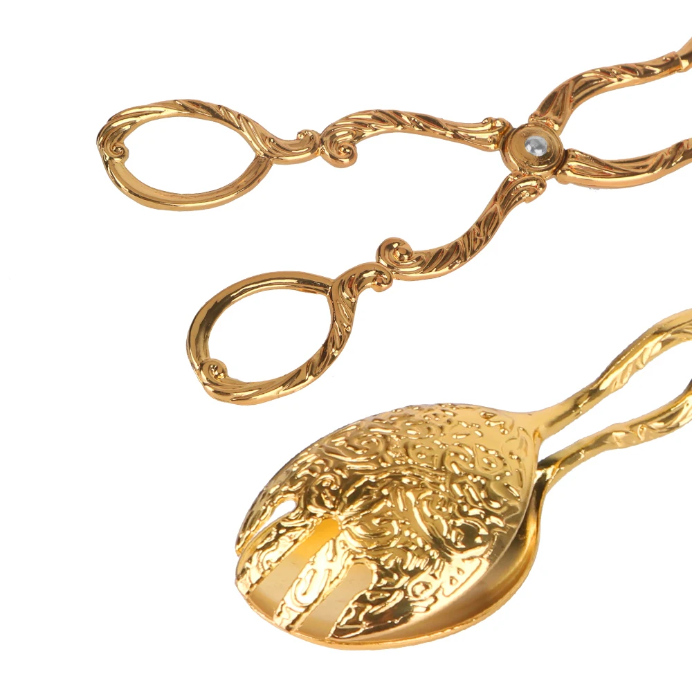 Щипцы для буфета инструмент выпечки и барбекю зажим салатов Позолоченные Фрукты