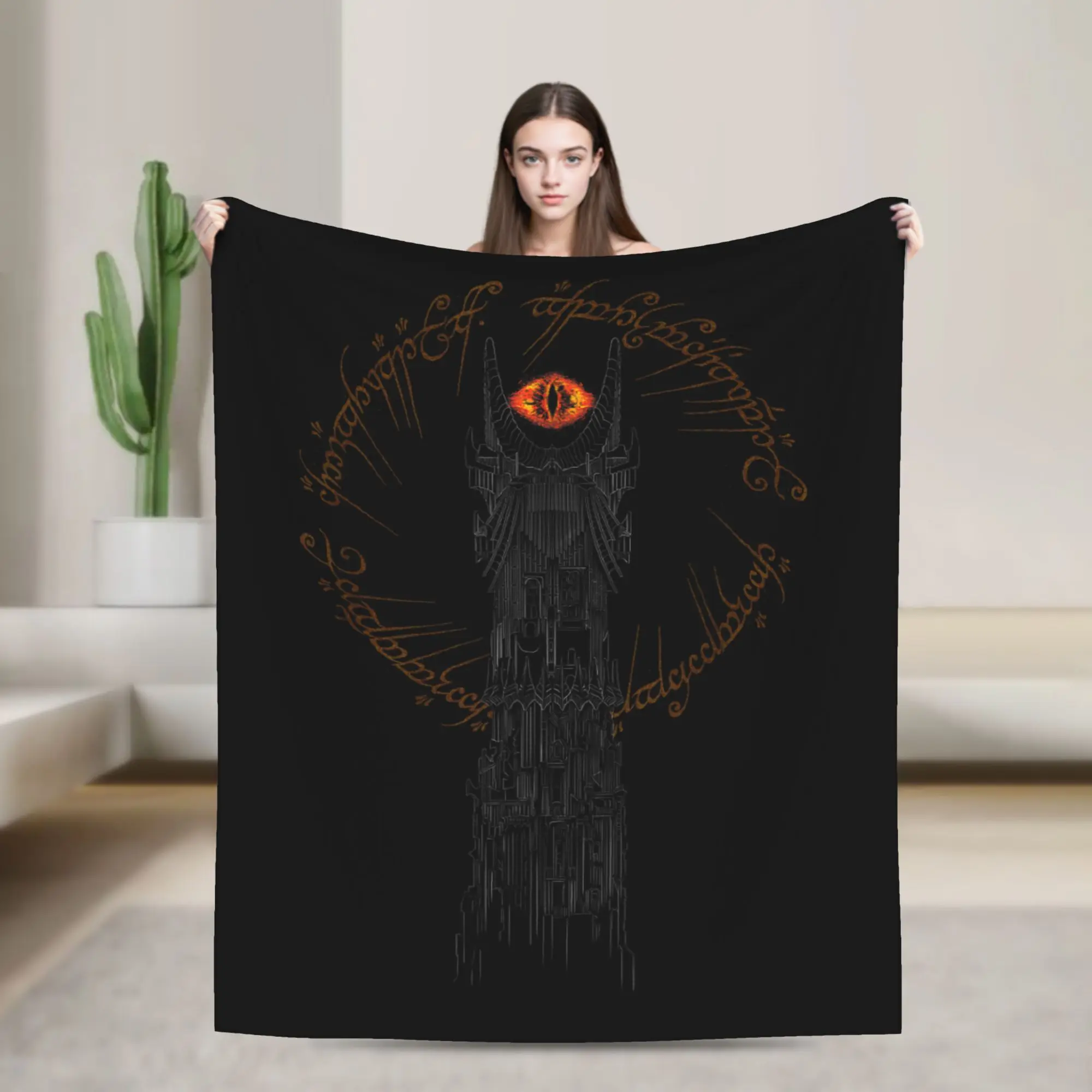 Фото Одеяло L-Lords Of The R-Rings Tower of Mordor, фланелевое летнее портативное супер теплое одеяло для кровати, спальни, коврик №1