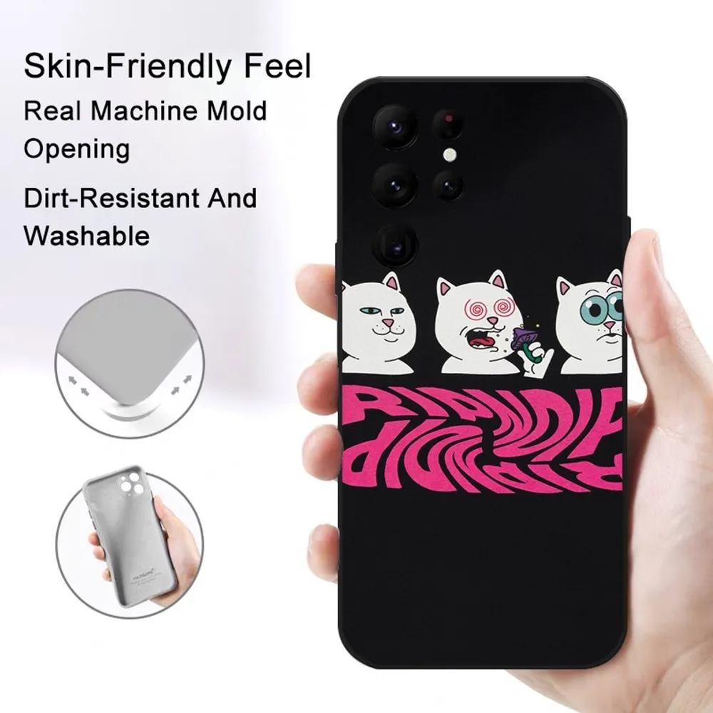 Funny R-RipndipS CAT Phone Case Samsung S series s20 s21 s22 s23 s24 FE Plus Ultra TPU Soft to Skin-friendly case