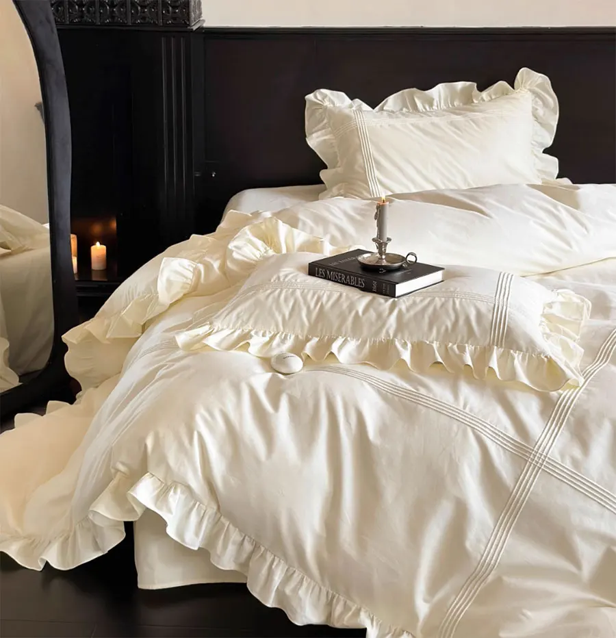 Комплект постельного белья милой принцессы из чистого розового бежевого