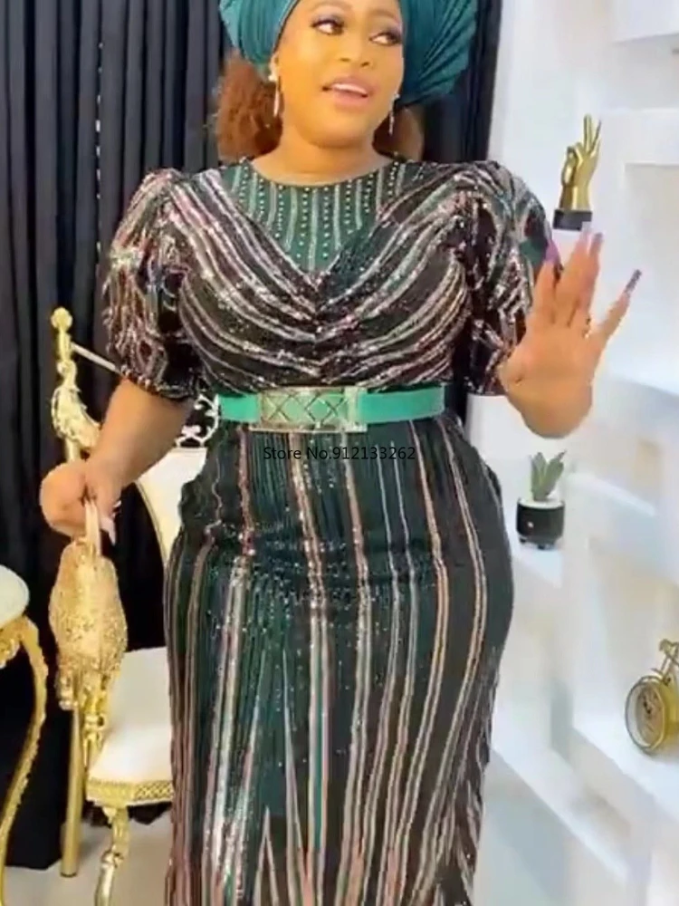 

Sequin Bodycon Dress Fall Clothes African Dresses For Women Club Outfits Dashiki Ankara Evening Party Robe Femme Africa Clothing