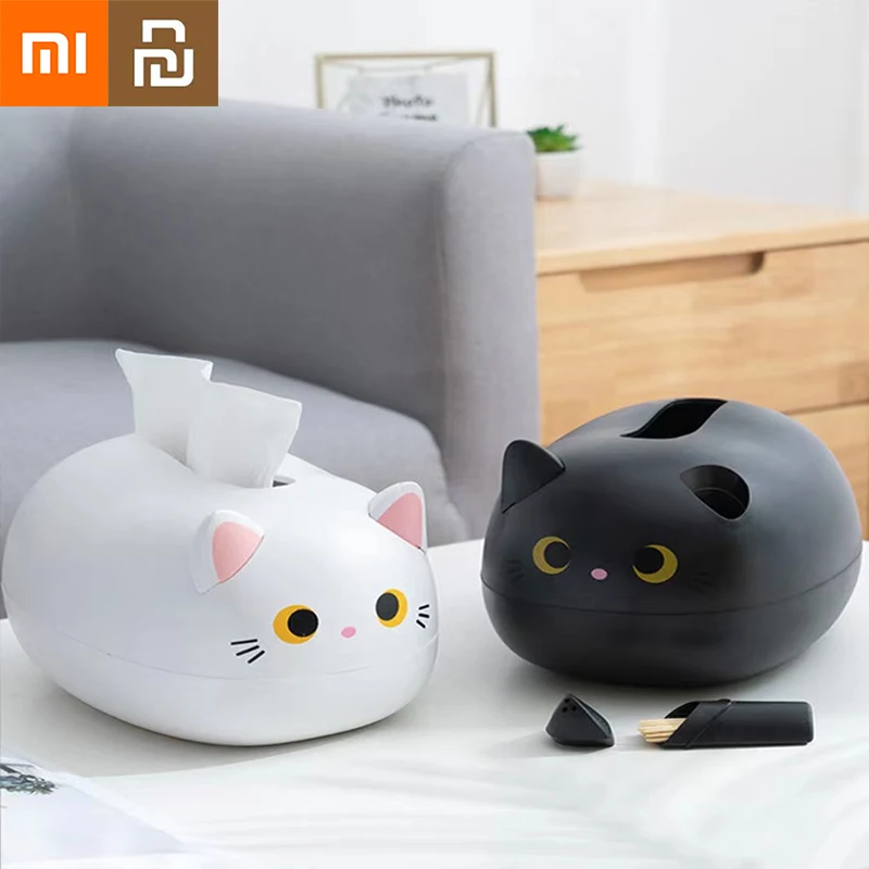 

Xiaomi Youpin Creative Tissue Box Living Room Household Paper Box Cute Cartoon Cat Simple Net Red Toothpick Tissue Storage Box