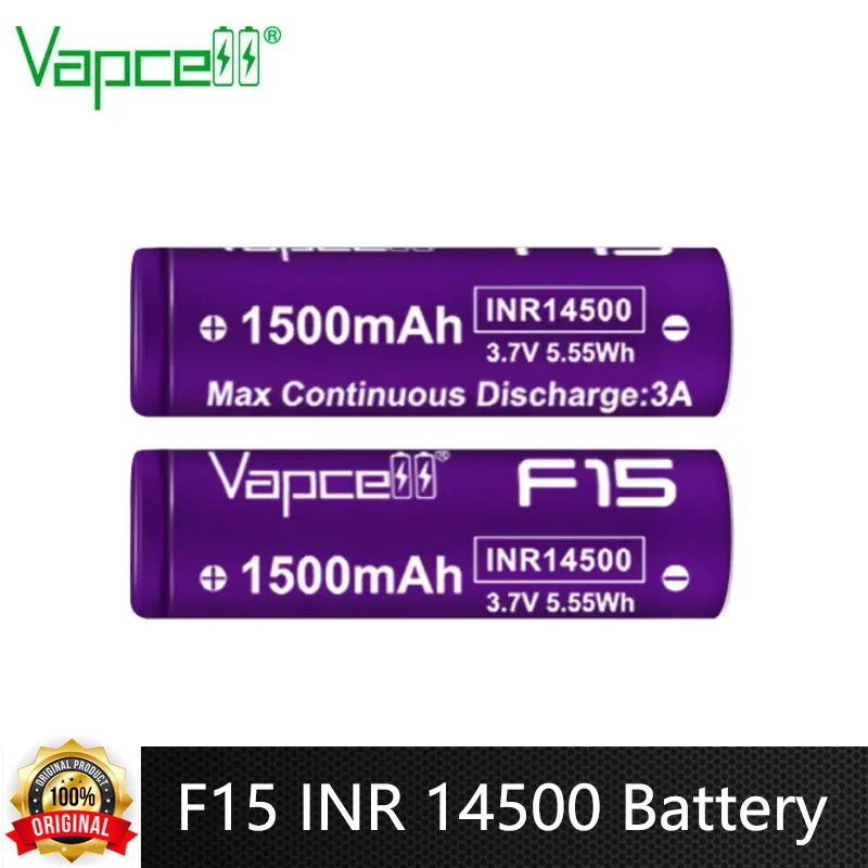 Оригинальный аккумулятор Vapcell F15 INR 14500 емкость 1500 мАч CDR 3A 3 7 В литий-ионные
