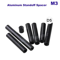 5pcs m3 round aluminum standoff spacer stud extend long nut riveter screw fasteners threaded insert hollow pillars profile black