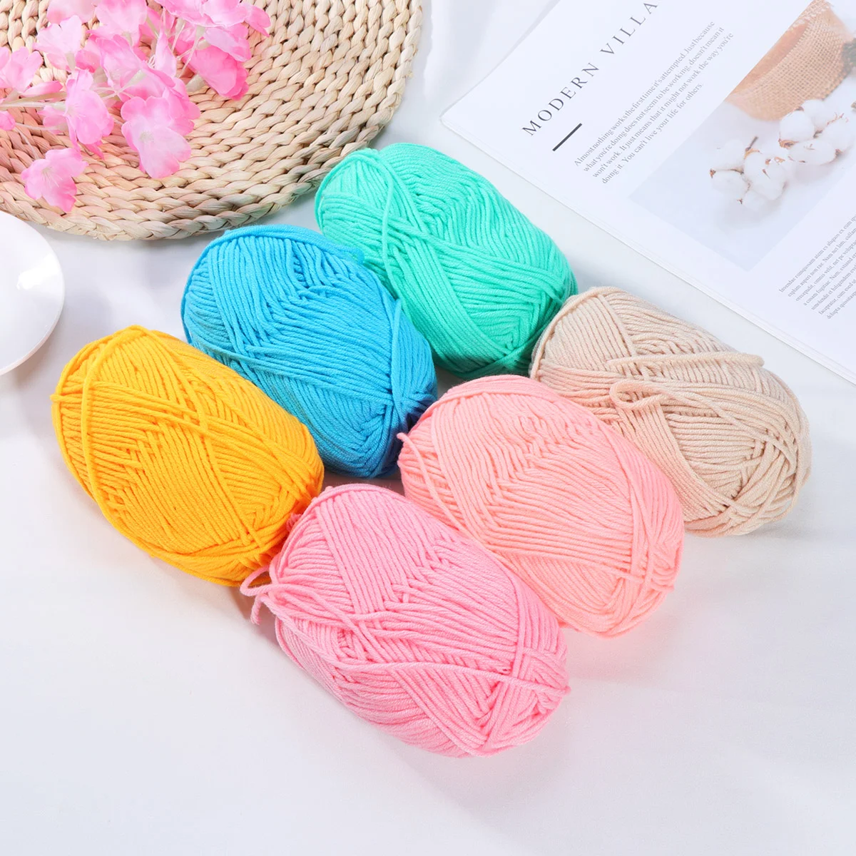 

Yarn Cotton Crochet Wool Knitting Cord Threadrope Sweater Knitwear Colorful Weaving Gradient Kits Set Twisted Babybulky Acrylic