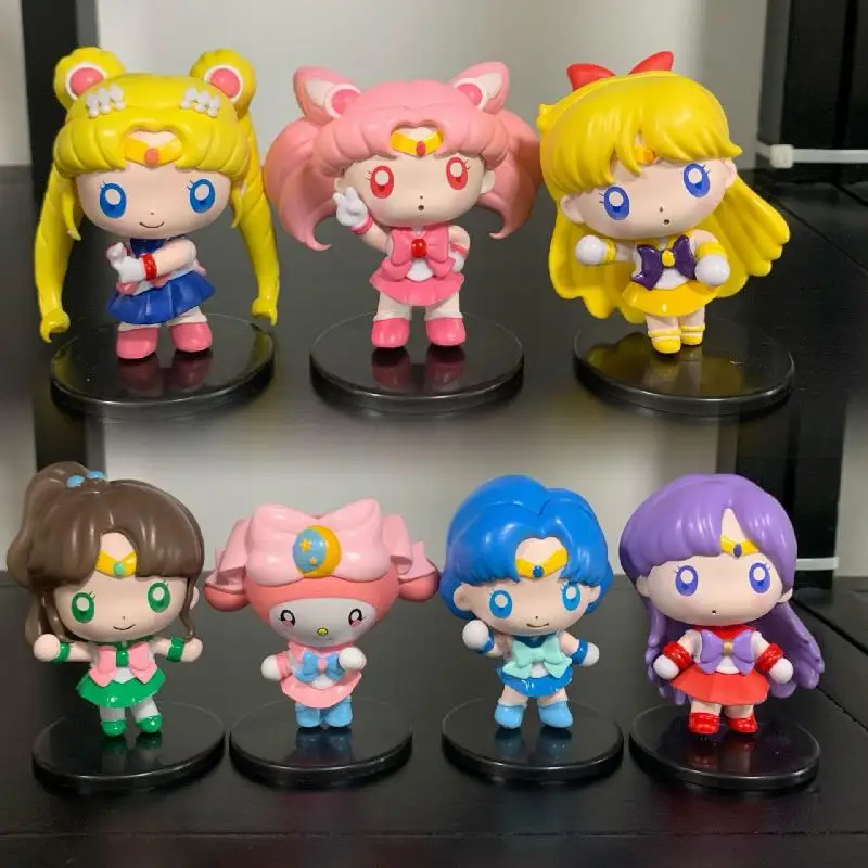 

8,5 см 7 шт./компл. Сейлор Мун Kawaii Q Ver. Мини Экшн-фигурки из ПВХ с аниме Сейлор Мун Коллекционная модель из ПВХ игрушки куклы Бесплатная доставка