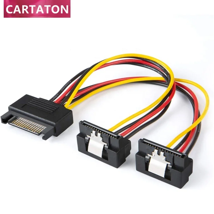 

15 см SATA 15-контактный штекер-2xSATA 15-контактный 90-градусный гнездовой кабель питания