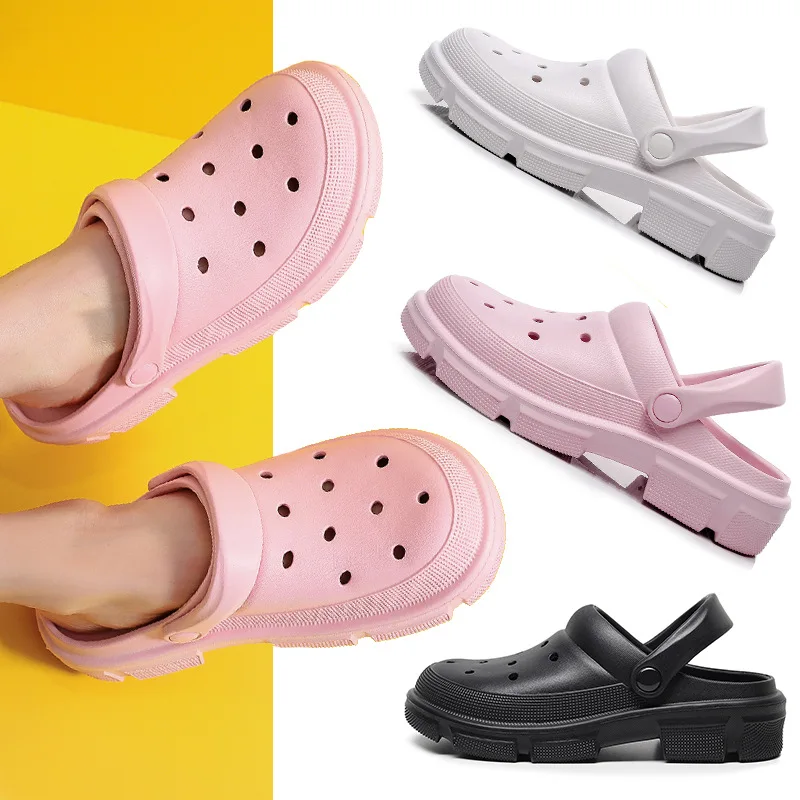 Pink smile alien Decor Vented Clogs Outdoor Unisex Sandals Platform Women Shoes Flat Sole Beach Slippers Black White Men Slides
