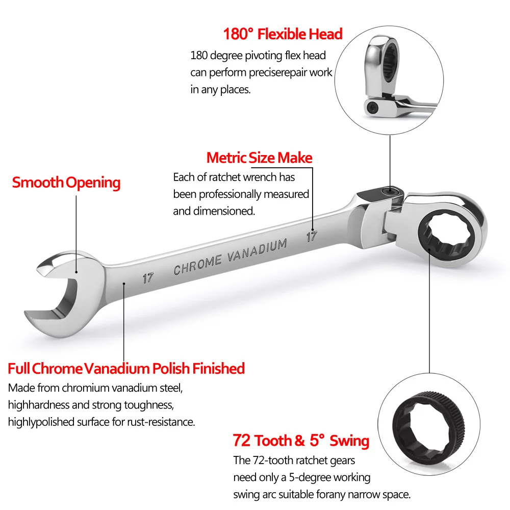 Swivel Head Ratchet Wrench