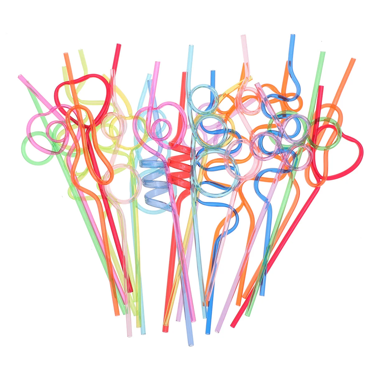 

24 Pcs Disposable Drinking Straws PET 5mm Crazy Straws Home Restaurant Bar Decorative Supplies Random Style