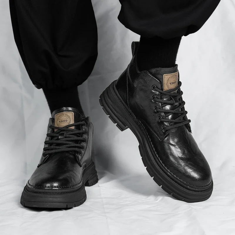 Мужские деловые кожаные ботинки высокого качества роскошные мужские ботильоны в