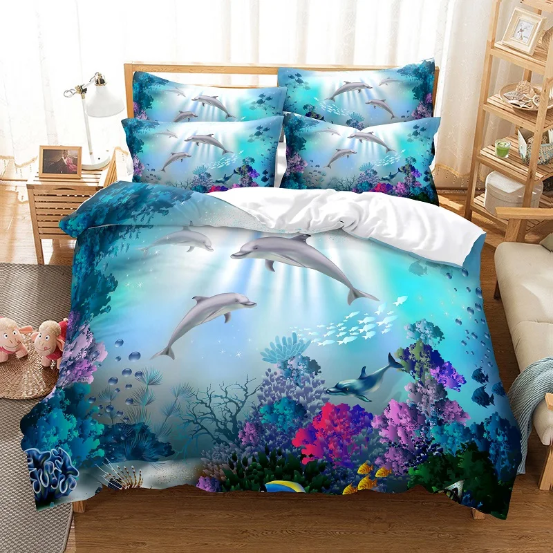 

Dolphin Duvet Cover Set 3d Digital Printing Bed Linen Fashion Design Comforter Cover Bedding Sets Bed Set