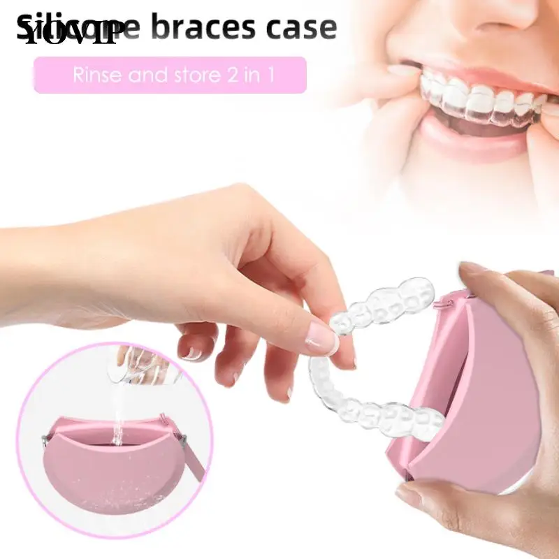 

Silicone Oral Hygiene Dental Denture Storage Box Invisible Teeth Orthodontic Retainer Braces Storage Box Dentures Care Tool