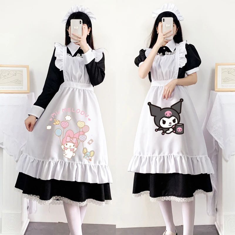 

Sanrioed Anime Kuromi Melody Cinnamorol Pochacco Lolita Op Dress Women Maid Outfit Teen Princess Dress Halloween Cosplay Costume