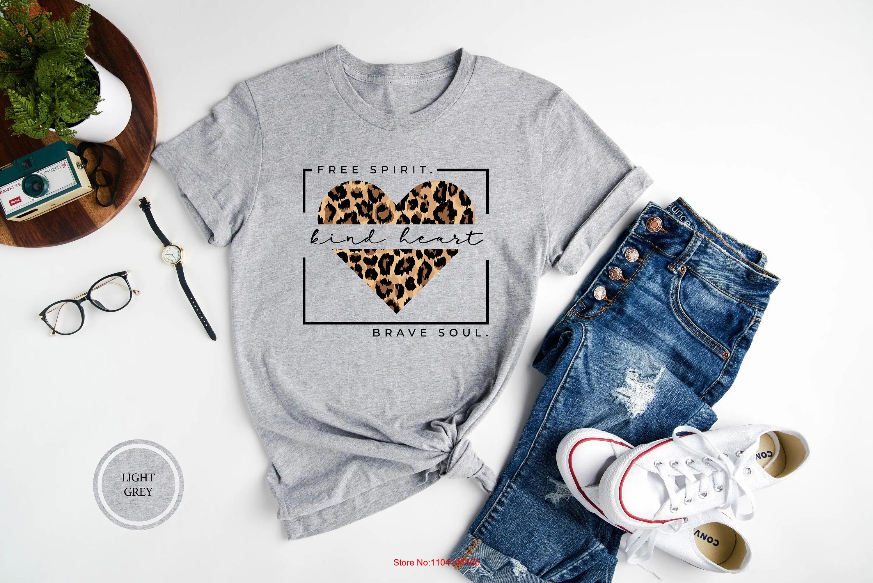 Футболка Kind HearT Free Spirit Brave Soul Leopard Trendy Kindness Motivational For Her с длинными или короткими