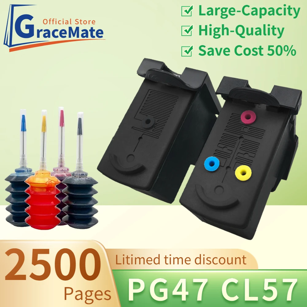 

PG47 CL57 Remanufactured Ink Cartridge PG-47 CL-57 Replacement for canon printer pixma cartridge E3370 E3470 E400 E470 Printer