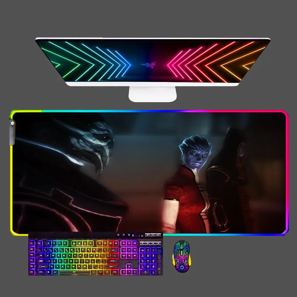 

Mass Effect RGB Mouse Pad Anime Carpe Large PC Gamer Computer LED Mousepad Keyboard Gaming Accessories Desk Mat Mousepad Carpet