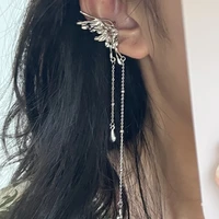 korean silver color liquid butterfly tassel without piercing clip earrings for women fashion fairy style ear clip party jewelry