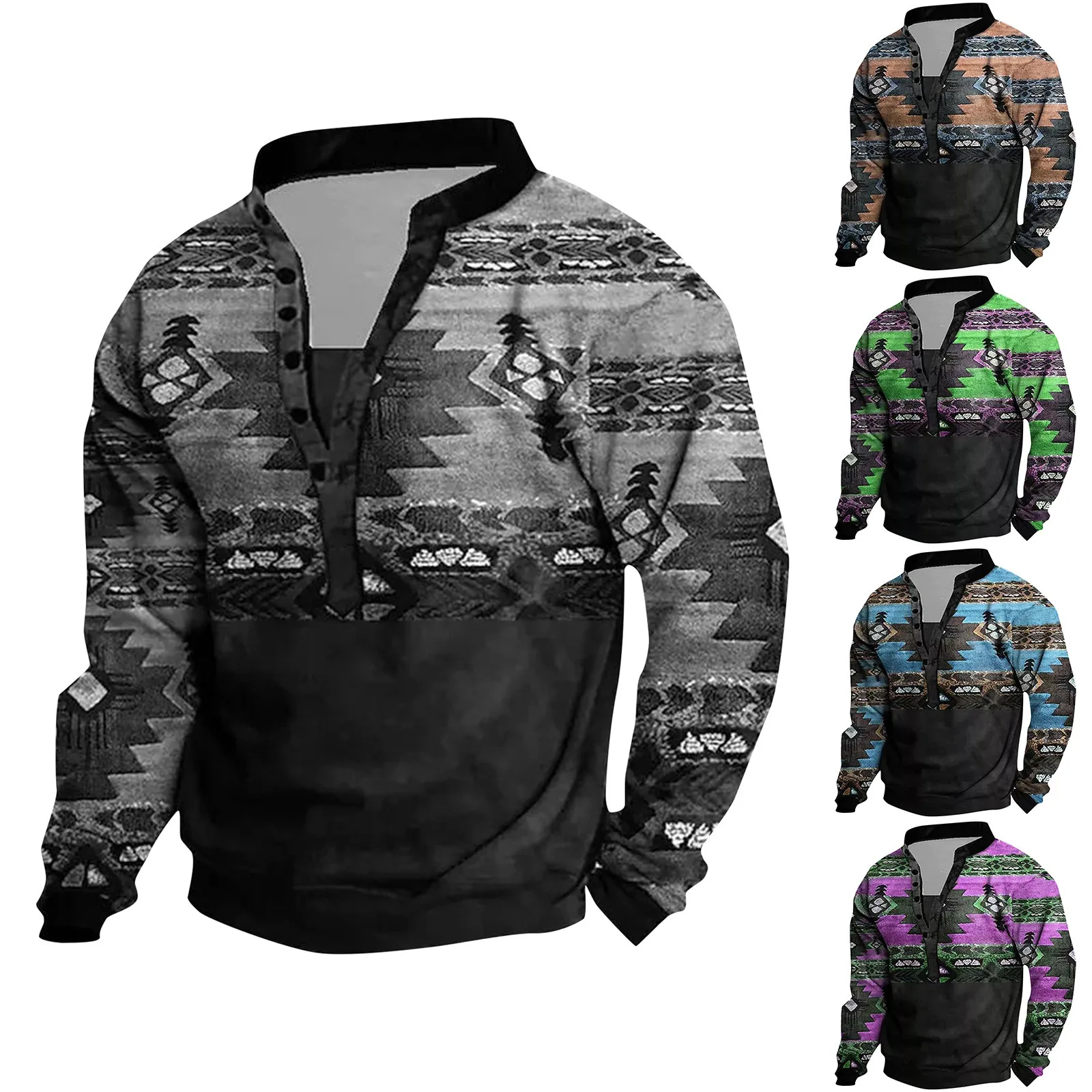 

Хлопковая мужская Винтажная футболка с V-образным вырезом, цифровой свитер с воротником-стойкой и принтом, Повседневная винтажная Мужская футболка на пуговицах, базовая Толстовка