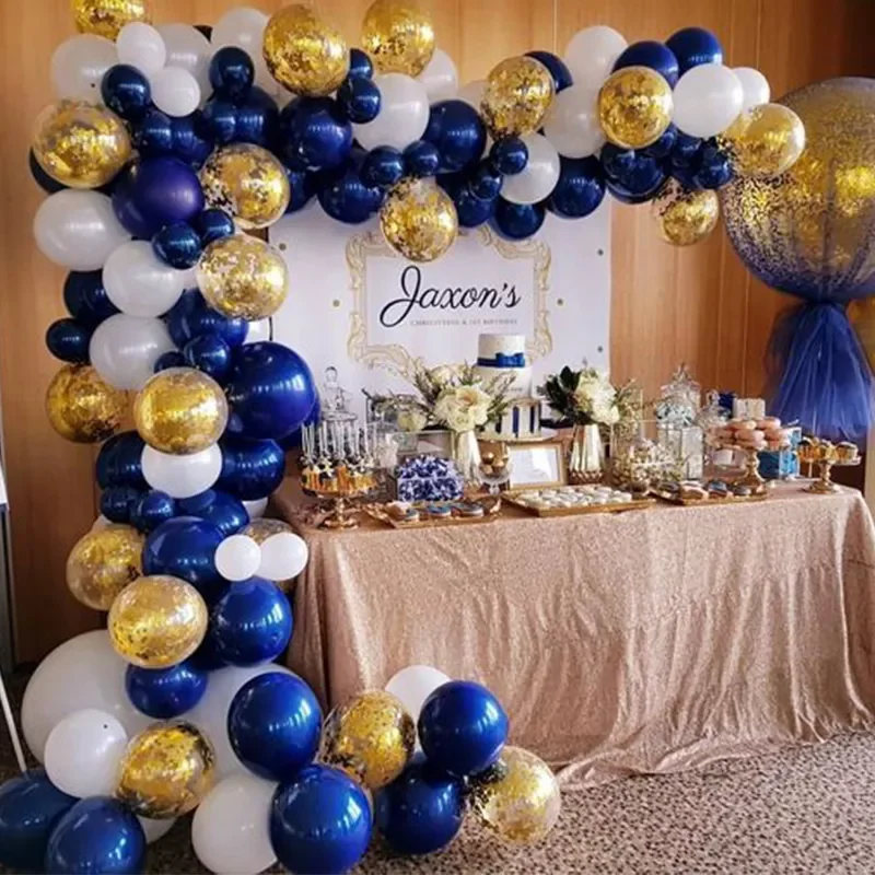 

NEW2023 102pcs/Lot Navy Blue Gold Metallic Balloon Arch Kit Confetti Boy Party Decoration Arche Ballon Anniverssaire Birthday De