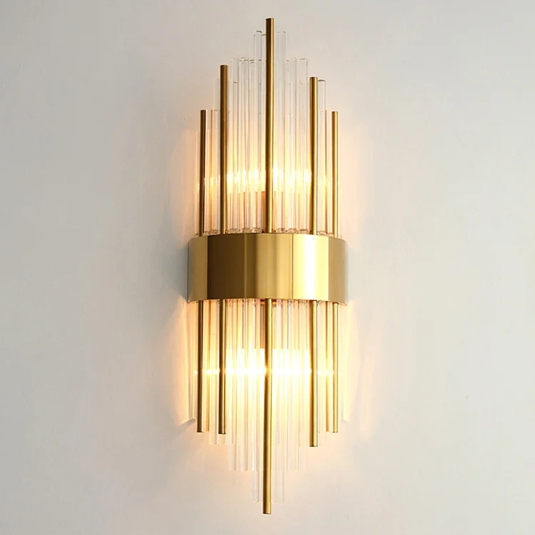 

Postmodern simple light luxury crystal wall lamp living room bedroom bedside lamp corridor creative Nordic lamps