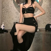 new sexy irregular split high waist black womens skirt net red nightclub bag hipy2k skirt