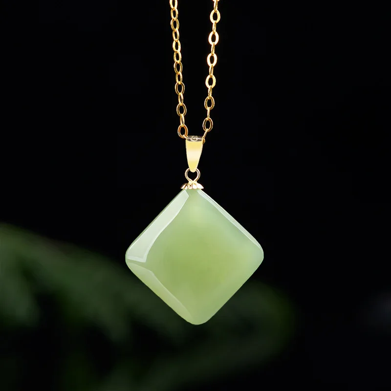 

Natural Old Material Hetian Jade Square Pendant Carved Fashion Amulet Women Gifts Jade Jewelry Natural Gemstone Chinese Pendant