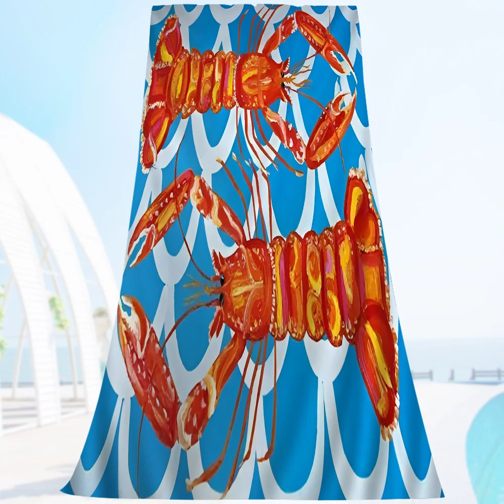 Красочная сардина лобстер рыба океанское животное пляжное полотенце из