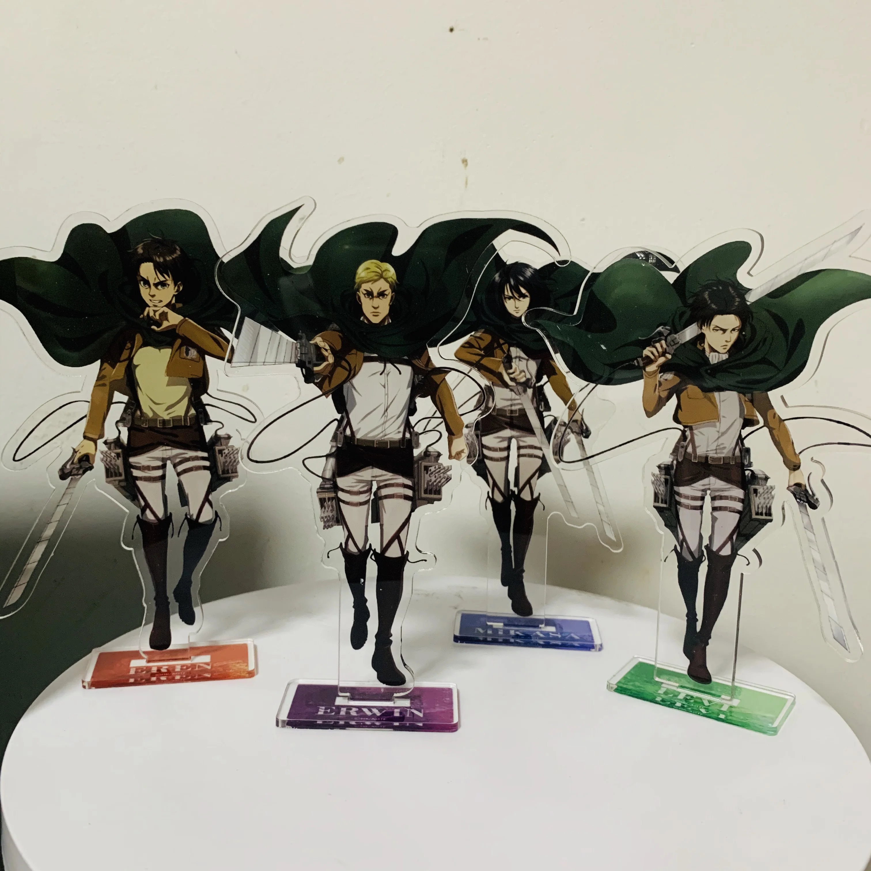 15CM Anime Attack On Titan Figure Eren Jaeger Levi·Ackerman Erwin Smith Cosplay Acrylic Stand Model Desk Decor Fans Collect Gift