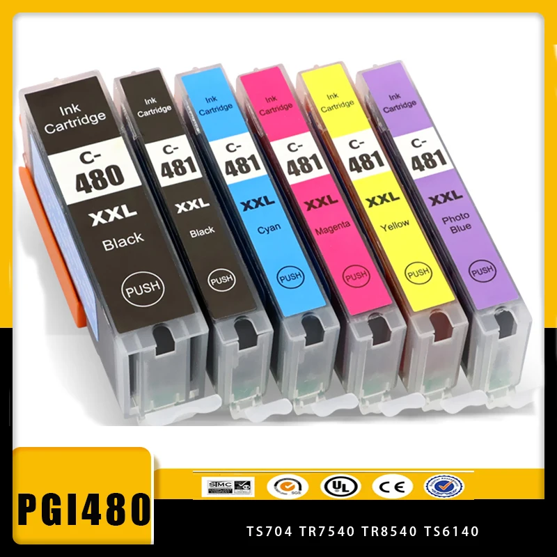 

Vilaxh PGI-480 CLI-481 Ink Cartridge For Canon PGI 480 PGI480 PIXMA TS704 TR7540 TR8540 TS6140 TS9540 TS6240 TS8140 TS8240