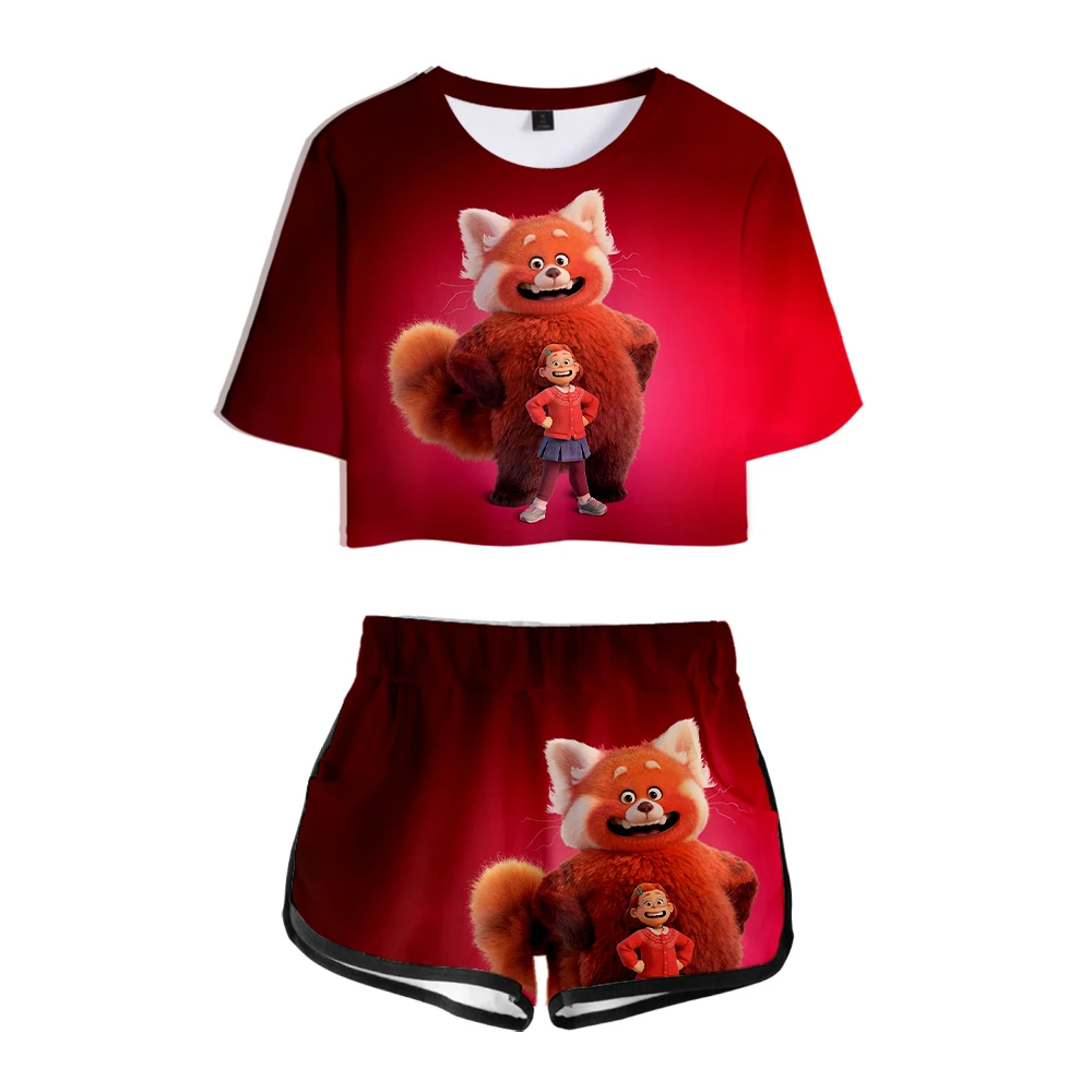 

New Turning Red 2 pieces sets 2022 Tv Show Clothes New Cosplay Shorts Fashion Elastic Shorts Suit Womens Girls 2 Piece Set