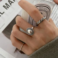 fashion simple silver color geometric twist rings for women retro hip hop oval open index ring festival gift jewelry accessories